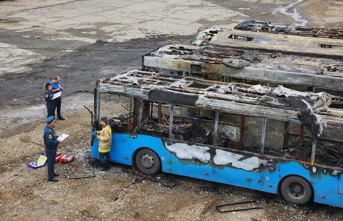 В подмосковном Видном сгорели 4 автобуса